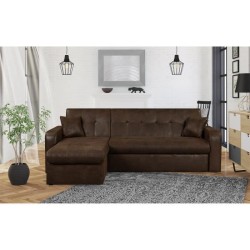 Canapé d'angle réversible convertible 3 places - Tissu marron vieilli - Contemporain - L 235 x P 85 - 153 cm - ROMAN