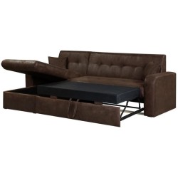 Canapé d'angle réversible convertible 3 places - Tissu marron vieilli - Contemporain - L 235 x P 85 - 153 cm - ROMAN