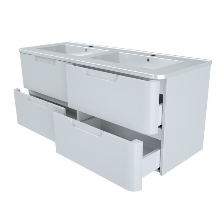 RONDO Meuble salle de bain L 120 - 2 tiroirs + vasque - Blanc