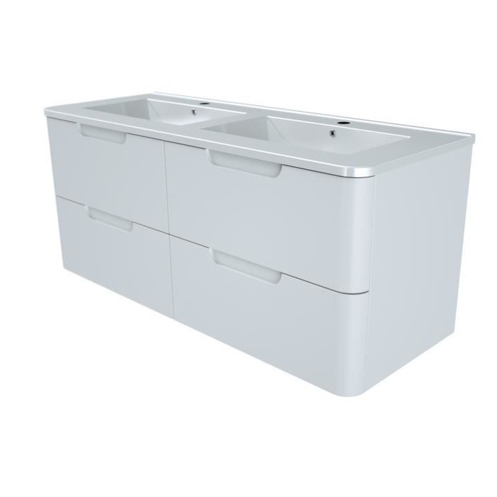 RONDO Meuble salle de bain L 120 - 2 tiroirs + vasque - Blanc