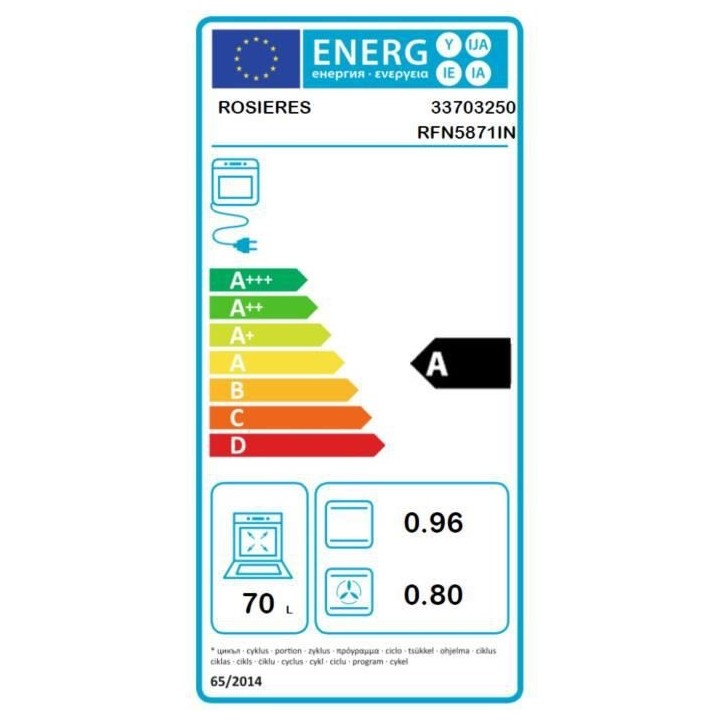 ROSIERES RFN5871IN - Four encastrable Pyrolyse - Chaleur pulsée - 70