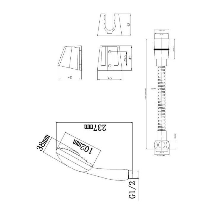ROUSSEAU Combine flexible 3 jets Stop'o Chrome