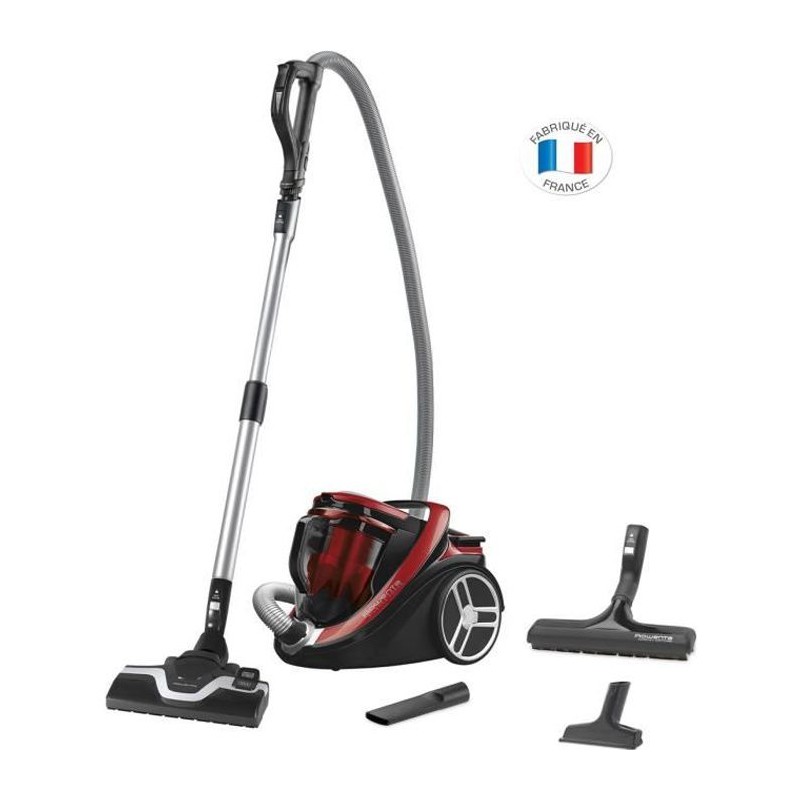 ROWENTA RO7649EA Aspirateur sans sac Silence Force Cyclonic Parquet - 2,5 L- 65 dB Silencieux - Rouge et gris