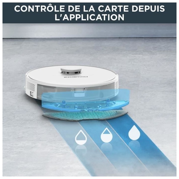 ROWENTA RR8567WH Aspirateur robot laveur, Aspire et lave, Navigation l