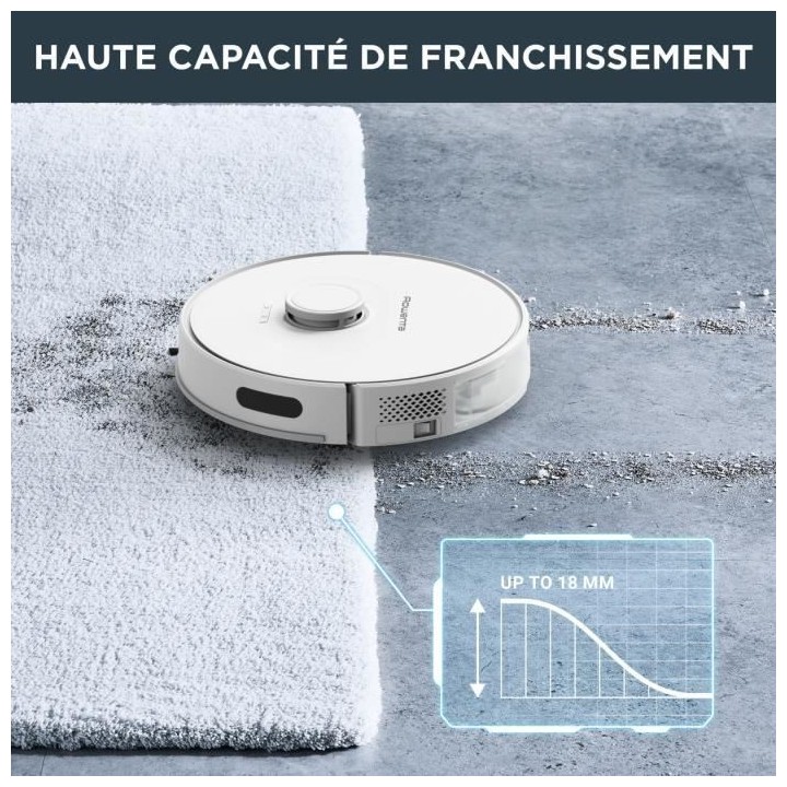 ROWENTA RR8567WH Aspirateur robot laveur, Aspire et lave, Navigation l