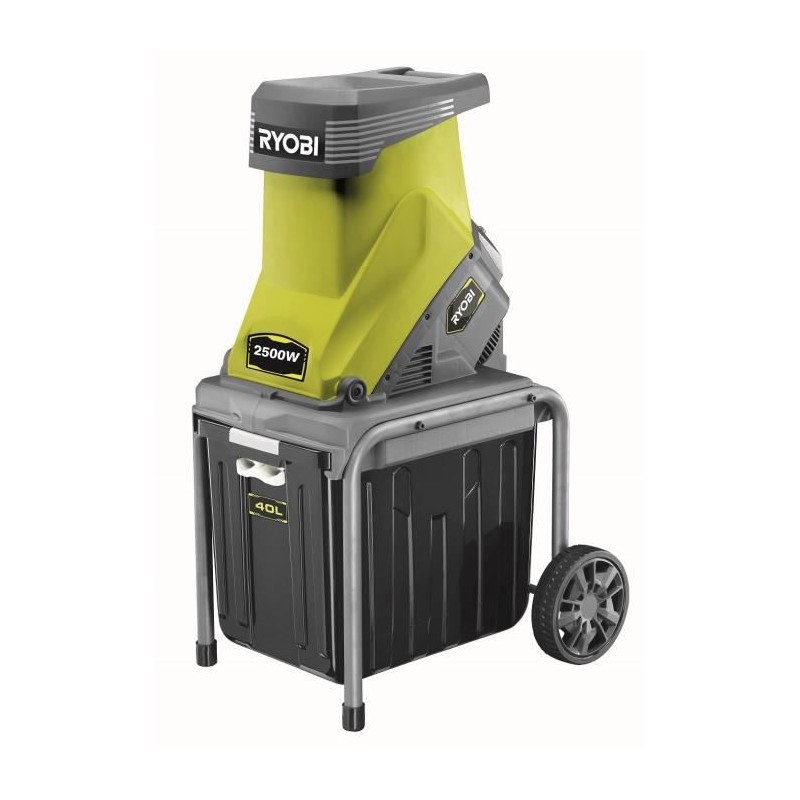 Broyeur de végétaux électrique 2500W RYOBI RSH2545B - Porte-couteaux, bac 40L