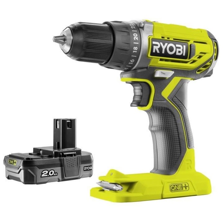 RYOBI Perceuse 18 volts ONE+ et 2 batteries 2,0Ah - R18DD2-220S