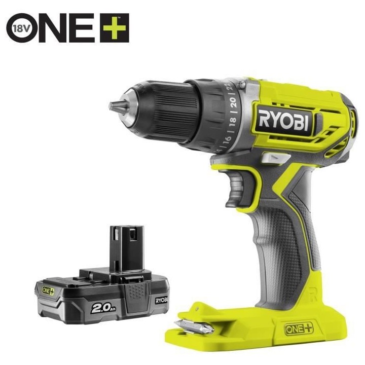 RYOBI Perceuse 18 volts ONE+ et 2 batteries 2,0Ah - R18DD2-220S