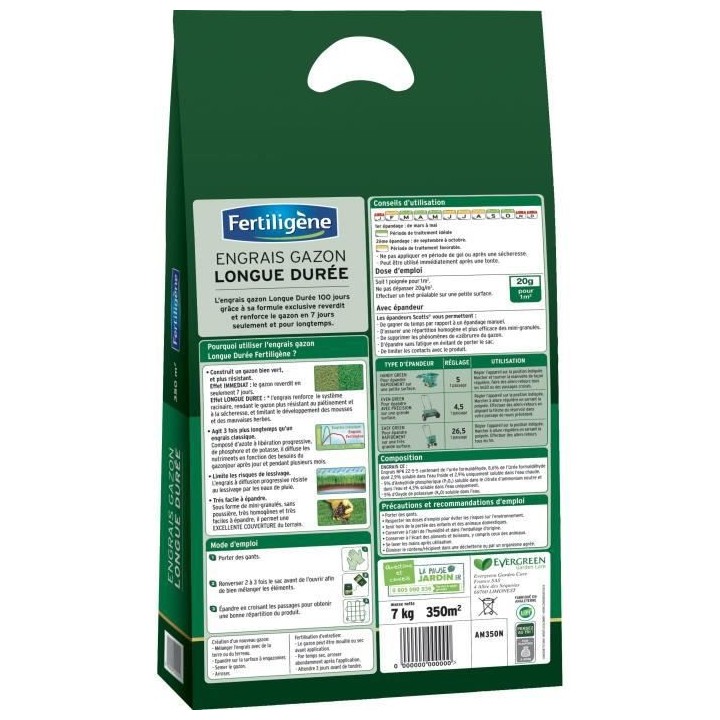 FERTILIGENE Engrais Gazon Longue Durée 100 Jours - 7 kg