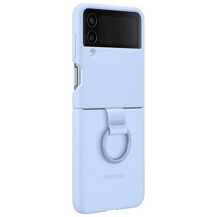 Coque Silicone avec Anneau SAMSUNG Galaxy Z Flip4 bleu clair