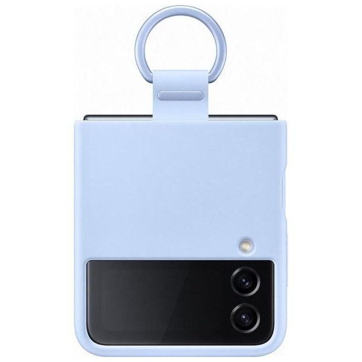Coque Silicone avec Anneau SAMSUNG Galaxy Z Flip4 bleu clair