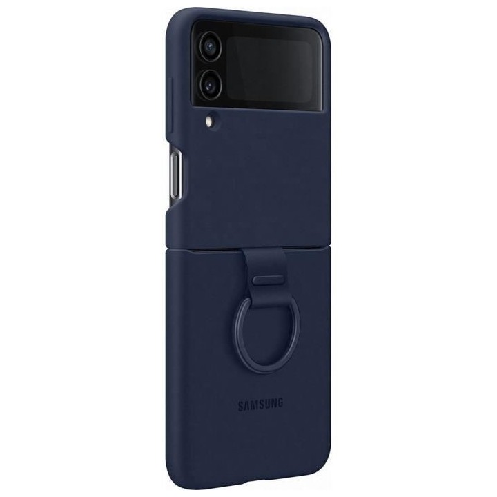 Coque Silicone avec Anneau SAMSUNG Galaxy Z Flip4 bleu marine