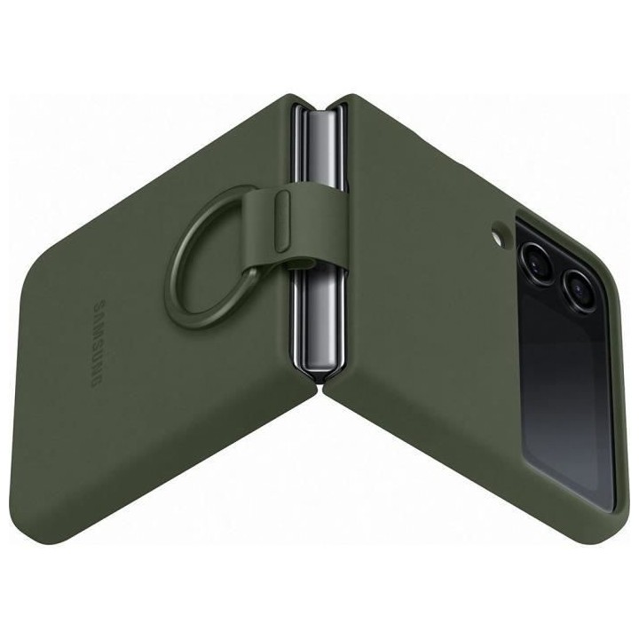 Coque Silicone avec Anneau SAMSUNG Galaxy Z Flip4 kaki