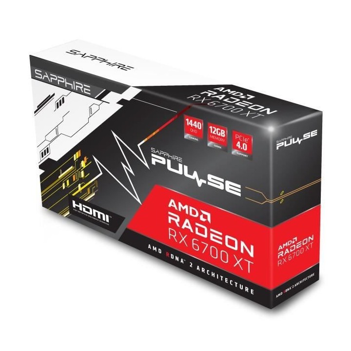 SAPPHIRE Pulse Carte graphique AMD Radeon Gaming RX 6700 XT 12GB GDDR6