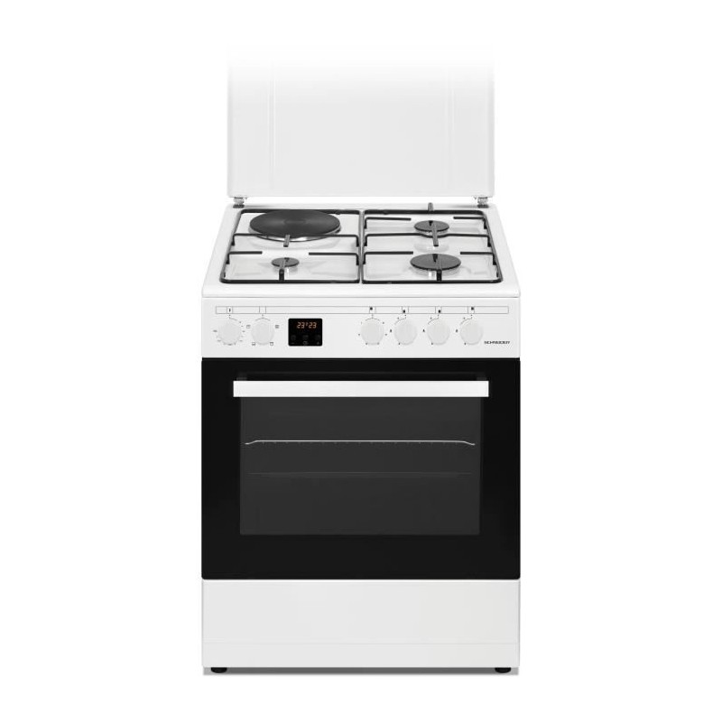 Cuisiniere Gaz + éléctrique SCHNEIDER - SCG631CW - 4 feux - 89 CM - Blanc