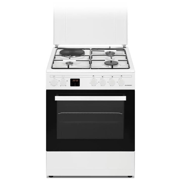 Cuisiniere Gaz + éléctrique SCHNEIDER - SCG631CW - 4 feux - 89 CM -