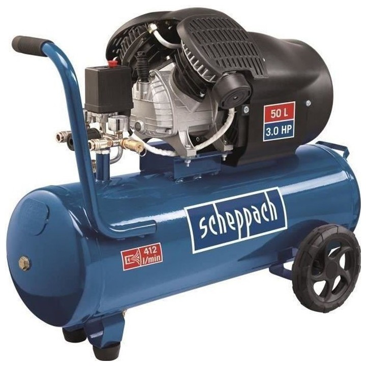 Compresseur d'air horizontal a double cylindres Scheppach HC53DC - 50L
