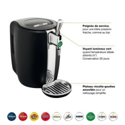 SEB VB310E10 Beertender Noir/Chrome Machine a biere pression, Tireuse a biere, Pompe a biere, Fût 5L, Indicateur température