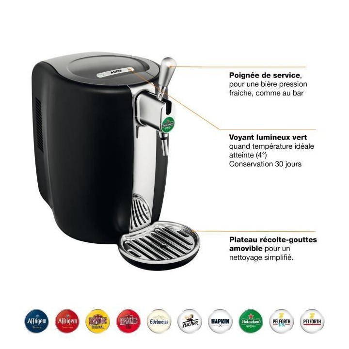 SEB VB310E10 Beertender Noir/Chrome Machine a biere pression, Tireuse