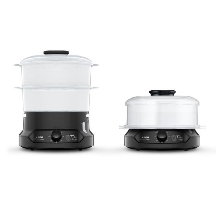 SEB VC139800 Minicompact Cuiseur vapeur, 2 bols empilables, Bac a riz