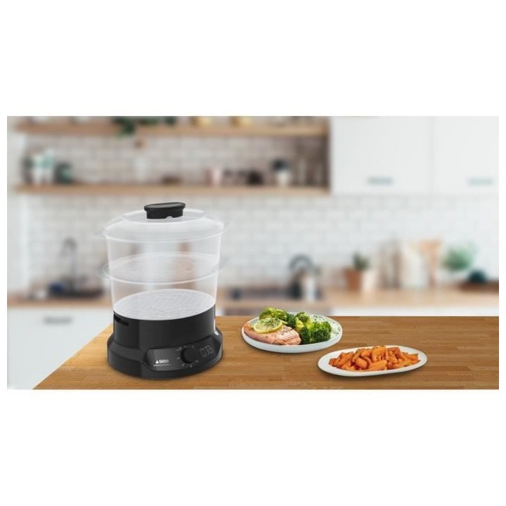 SEB VC139800 Minicompact Cuiseur vapeur, 2 bols empilables, Bac a riz