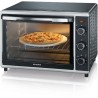 Mini Four chaleur SEVERIN TO2058 tournante 42 L, pierre a pizza et tournebroche, Four posable 1 800 W, Minuteur 120 min, Noir/In