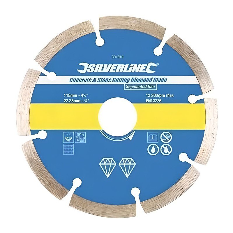 SILVERLINE Disque diamant a tronçonner le béton et la pierre - Bleu