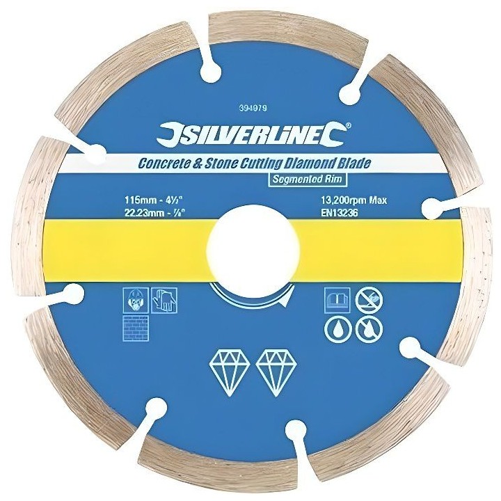 SILVERLINE Disque diamant a tronçonner le béton et la pierre - Bleu