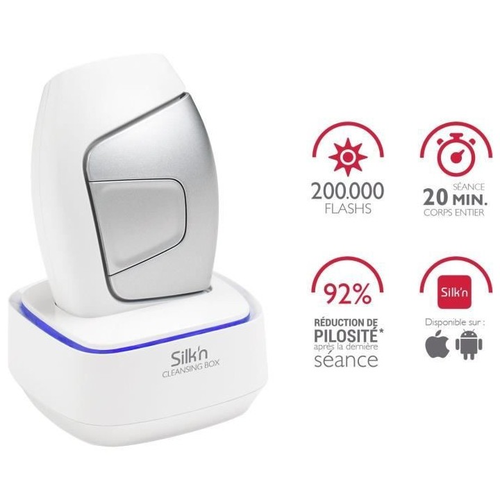 Epilateur lumiere pulsée SIlk'n Glide - 200.000 flahs - corps et visa