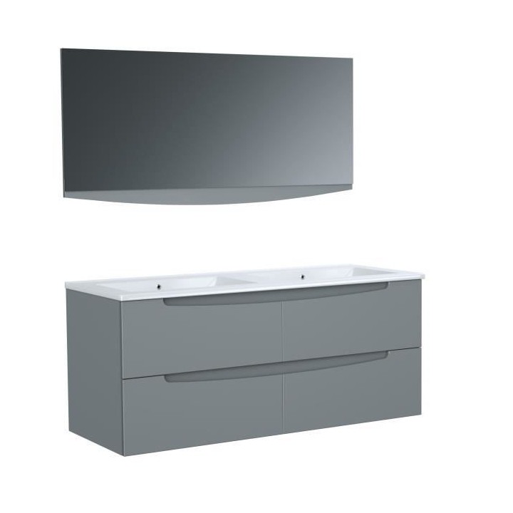 SMILE Salle de bain double vasque + miroir L 120 cm - 4 tiroirs a ferm