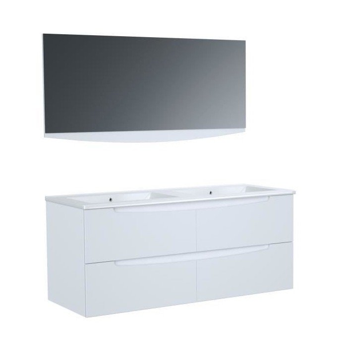 SMILE Salle de bain double vasque avec miroir L 120 cm - 4 tiroirs a f