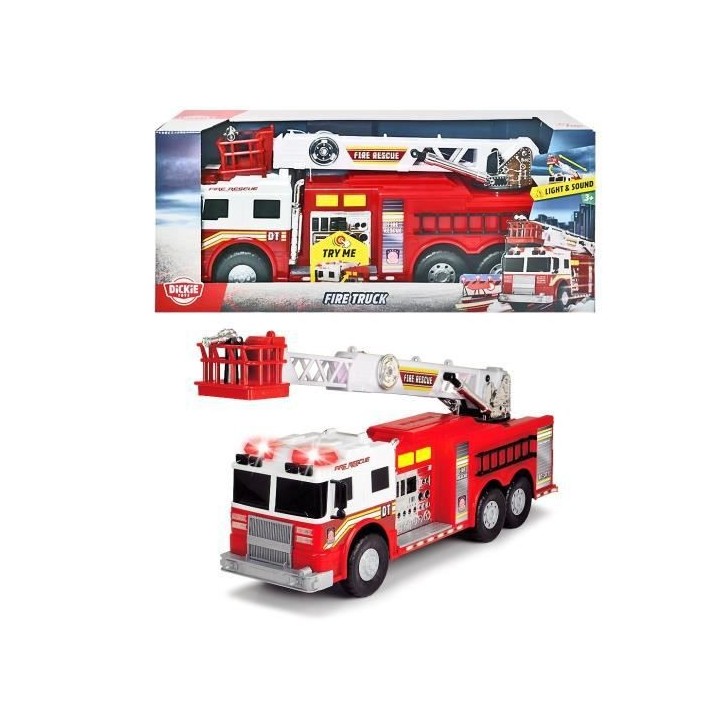 DICKIE - Camion de pompiers 57cm a roues libres, avec son, lumieres et