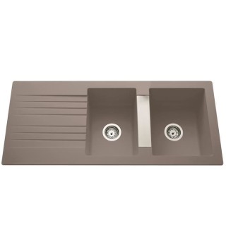 EWI Evier cuisine a encastrer 2 bacs + 1 égouttoir Soledad - Résine