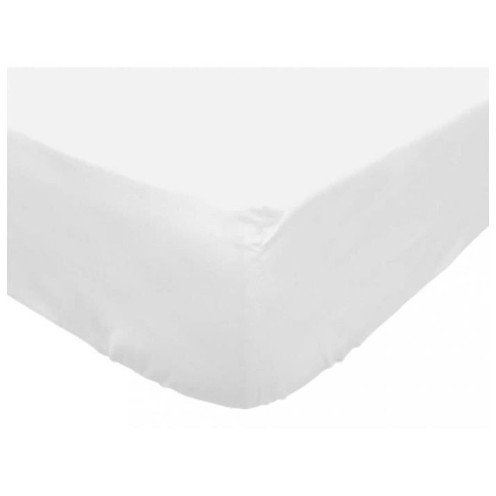 SOLEIL d'OCRE Drap housse Camille - Coton percale - 90 x 190 cm - Blan