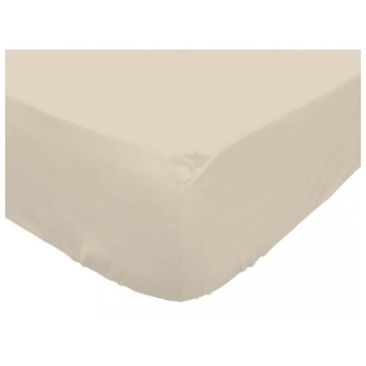 SOLEIL d'OCRE Drap housse Camille - Coton percale - 90 x 190 cm - Ecru