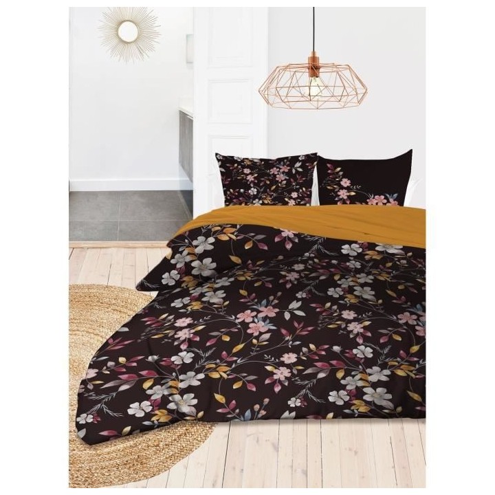 SOLEIL D'OCRE Parure housse de couette en coton 57 Fils/cm² Flowers -