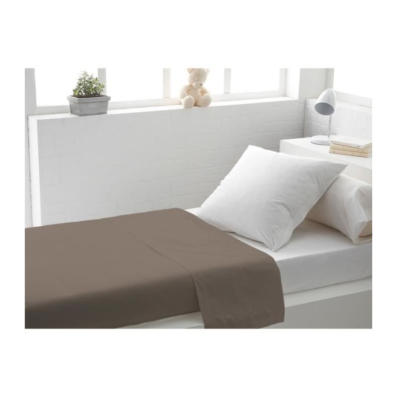 SOLEIL d'OCRE Drap plat 100% Coton 180x290cm Taupe