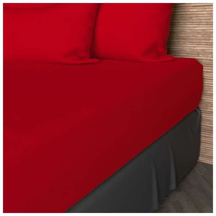 SOLEIL D'OCRE Drap housse 90x190 cm en coton 57 Fils - Rouge