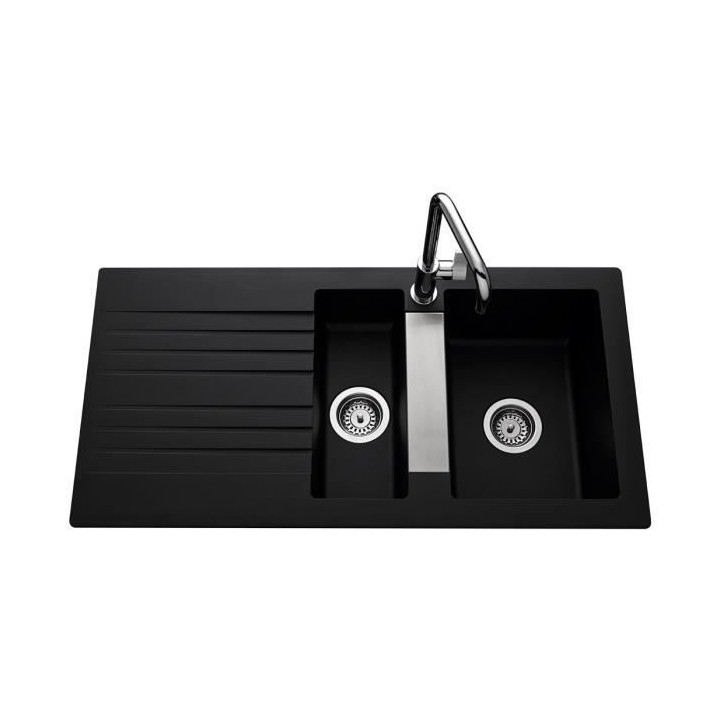 EWI Evier cuisine a encastrer 1,5 bac + 1 égouttoir Soledad - Résine