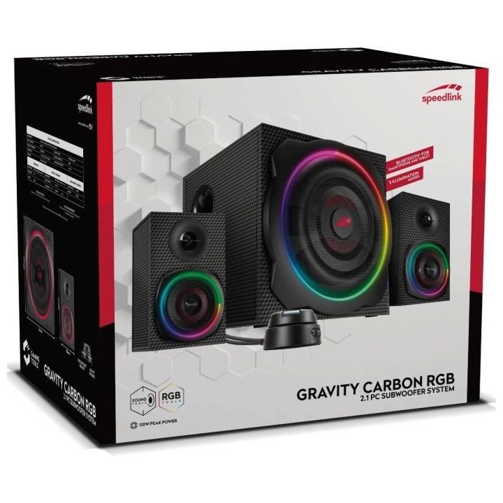 SPEED LINK Enceintes 2.1 Gravity Carbon RGB