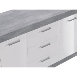 STONE Buffet 4 portes 3 tiroirs - Décor béton et blanc - L 206 x P 45 x H 83,4 cm