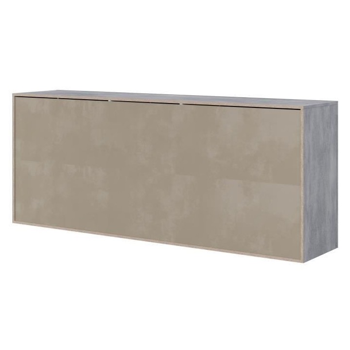 STONE Buffet 4 portes 3 tiroirs - Décor béton et blanc - L 206 x P 4