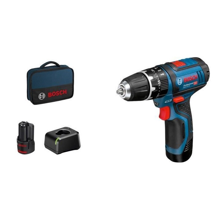 Perceuse visseuse a percussion GSB 12V-15 2x2,0Ah GAL 12V-20 sacoche B