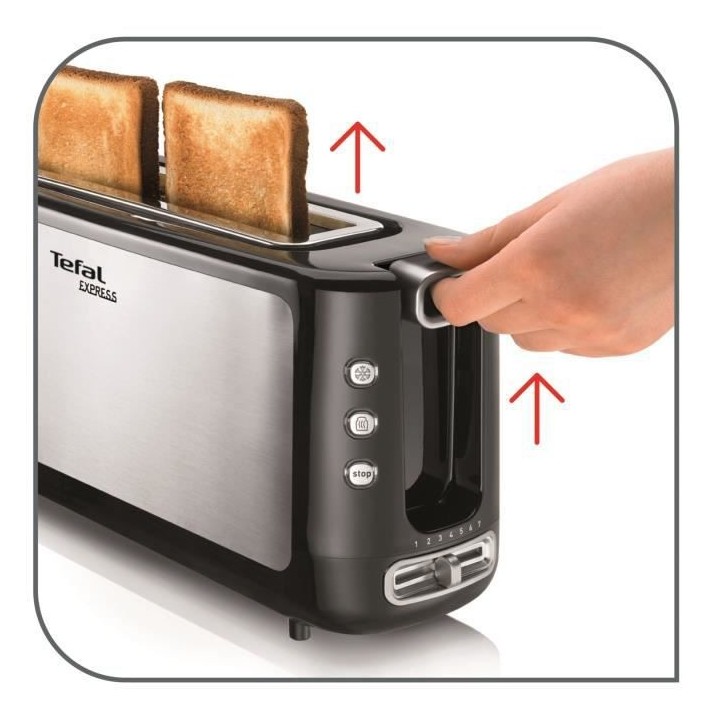 TEFAL TL365ETR Grille-pain Express 1 fente, Toaster, 7 niveaux de dora