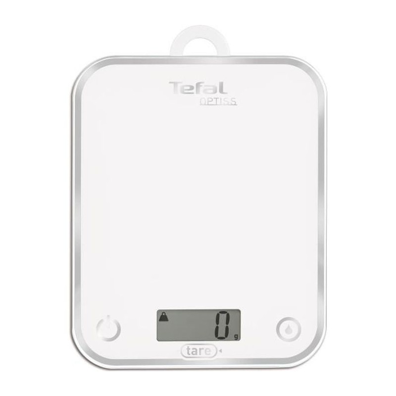 TEFAL - BC5000V1 Balance de Cuisine Optiss 5kg/1g Fonction Tare Conversion Liquide Ecran LCD Blanc