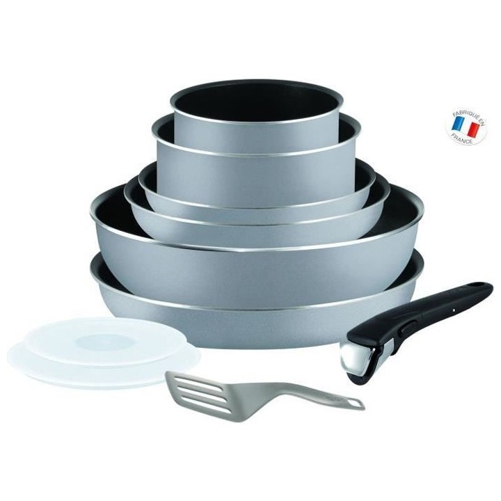 TEFAL L21496AZ Ingenio Essential Batterie de cuisine 10 pieces, 3 poel
