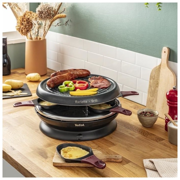 TEFAL RE1820112 Store'Inn Appareil a raclette, 6 coupelles, Revetement