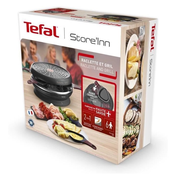 TEFAL RE1820112 Store'Inn Appareil a raclette, 6 coupelles, Revetement