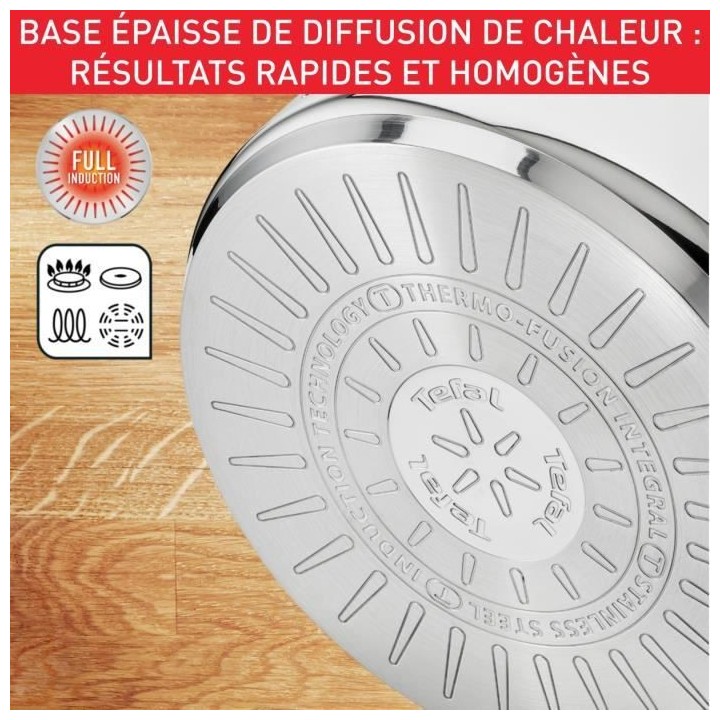 TEFAL B8646404 Marmite 26 cm inox, Tous feux dont induction, 6,5 L, Po