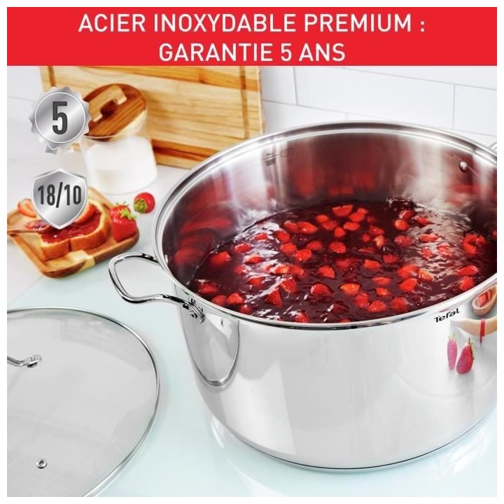TEFAL B8646404 Marmite 26 cm inox, Tous feux dont induction, 6,5 L, Po